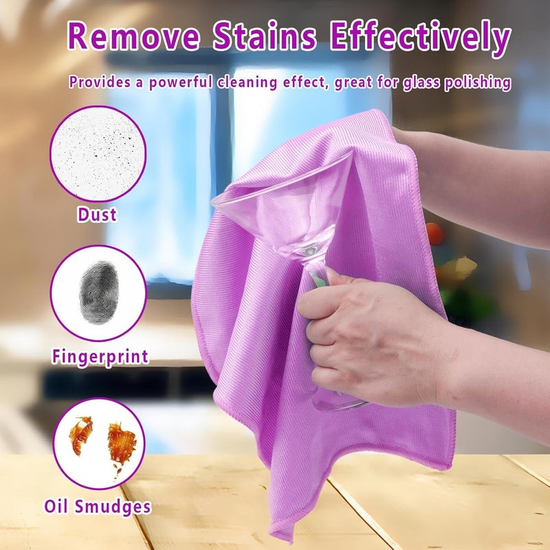 Misequal 6 Pack Glass Cleaning Cloth Microfiber Cleaning Cloth for Window Eyeglass Jewelry Windshields Mirrors and Stainless Steel (Purple) - Image 3